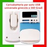 Caricabatterie universale da auto usb girevole a 360